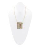 Aztec Blue Turquoise and Golden Bronze Fan Necklace