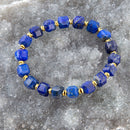 Azul Blue Cubed Lapis Golden Stretch Bracelet