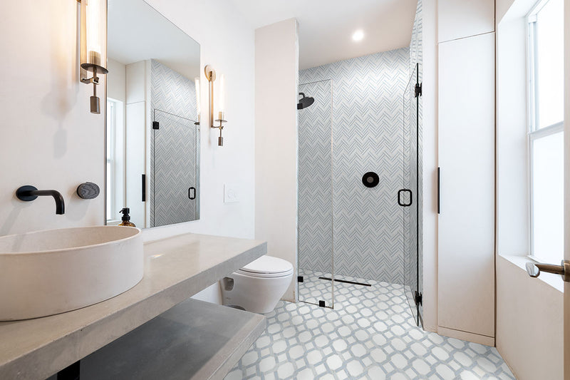 MSI Azula Linea Polished Tile, installed in a room