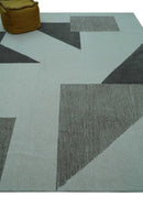 Azure Custom Made Geometrical Charcoal And Gray Hand Tufted Wool  Rug