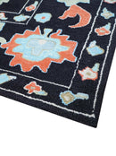 Azure Custom Made Traditional Oushak Black Hand Tufted Wool Rug