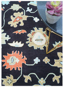 Azure Custom Made Traditional Oushak Black Hand Tufted Wool Rug
