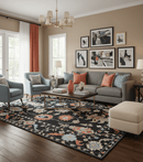 Azure Custom Made Traditional Oushak Black Hand Tufted Wool Rug