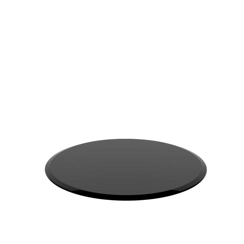 32" Inch Round Tempered Glass Table Top Black Glass 2/5 Inch Thick Beveled Polished Edge