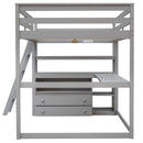Modern Loft Bed With Built In Desk, Shelves, And 2 Drawers by HouseOfZazla