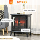 29" Electric Fireplace Heater, Freestanding Fire Place Stove with Realistic LED Log Flames and Overheating Safety Protection, 1400W, Black