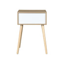 Side Table With 1 Drawer, Mid-Century Modern Storage Cabinet For Bedroom - White / Wood by HouseOfZazla