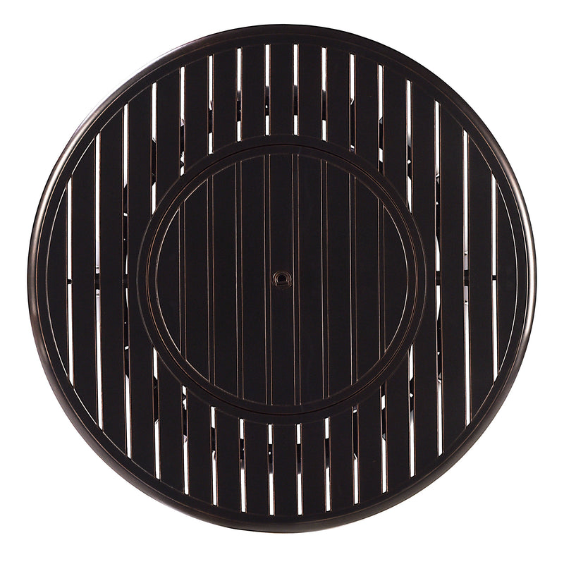 Aluminum 44-in Round Patio Fire Table Set with Swivel Rocking Chairs
