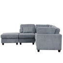 5 Pieces L shaped Sofa with Removable Ottomans and comfortable waist pillows