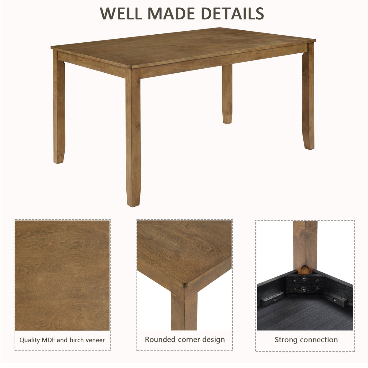 Oak Finish 6-Piece Dining Table Set, photo 5 of 10