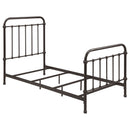 Twin Panel Bed With Ornate Design - Bronze