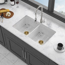 32" Undermount Double Bowl Kitchen Sink Rectangular Deep Dual Bas With Grids - White by HouseOfZazla