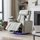 270° Power Swivel Recliner Home Theater Chair With Hidden Arm Storage, LED Light, Cup Holder, And Tray Table by HouseOfZazla