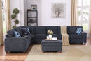 Lily - Sectional Sofa With Ottoman - Black by HouseOfZazla