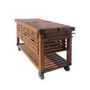 Kaif - Distressed Chestnut Kitchen Cart - Chestnut by Unique Piece Furniture