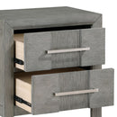 Modern 2 Drawer Nightstand In Gray Finish With Silver Metal Handles, Contemporary Bedside Table With Smooth Glide Drawers by HouseOfZazla