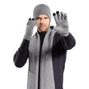 Winter Knitted Hat Scarf Gloves 3Pcs Winter Warm Beanie and Touch Screen Gloves Long Neck Scarf Set Knit Beanie Skull Cap Neck Warmer Anti-Slip Mitten