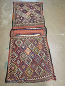 26" X 56" Antique Handmade Authentic Tribal Wool Rug Double Bag Tobreh