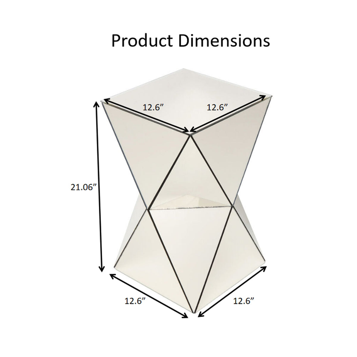 Champagne Mirrored Geometric Side Table, photo 7 of 7