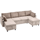 Sectional Sofa Bed With Pull Out Sleeper, USB Ports, Cup Holders by HouseOfZazla