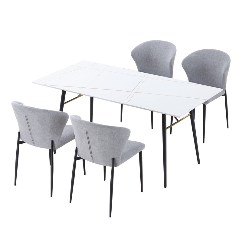 63" Dining Table Small Space Kitchen Table Porcelain Desk Top White