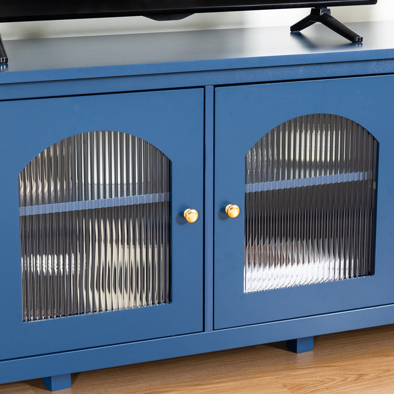 71-inchstylishTVcabinet Entertainment CenterTV stand,TVConsoleTable, Media Console,solidwood frame,Changhong glass door,Metal handle,antique blue,canbeplacedin the children's room,bedroom Living Room