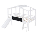 Loft House Bed With Ladder And Slide, With board And Light Strip On The Roof by HouseOfZazla