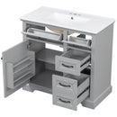 36" Bathroom Vanity With Sink, 2 Tip-Out Drawers, Soft Close Hinges by HouseOfZazla