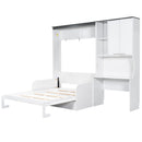 Multi Functional Murphy Bed With Sofa, Desk, And Storage Cabinet In, Full Size - White by HouseOfZazla