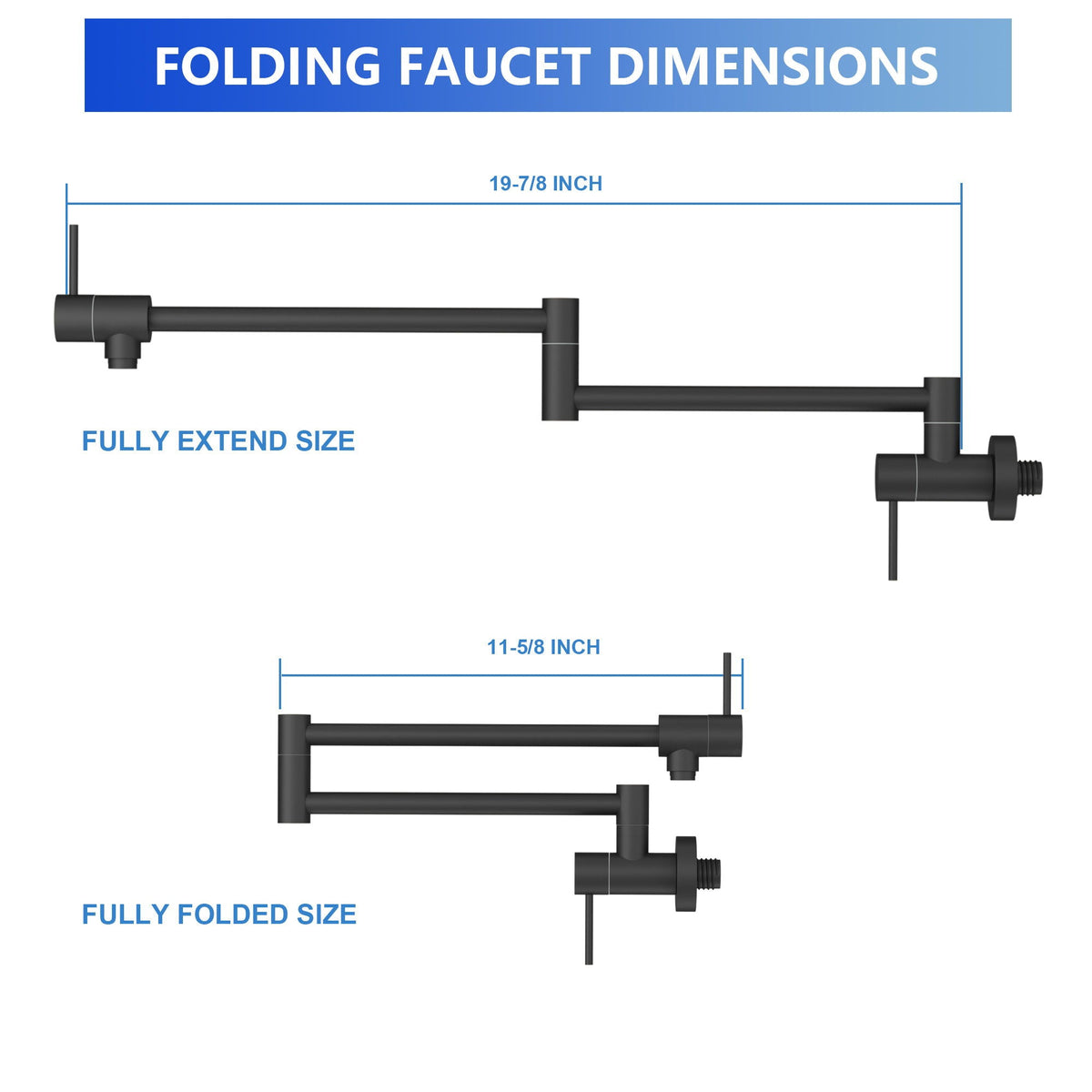 Modern Design Pot Filler Faucet Wall Mount Kitchen Sink, Folding Stretchable, photo 12 of 20