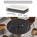 53.15" Modern Artificial Stone Round Carbon Steel Base Dining Table, Can Accommodate 6 People - Black / White by Unique Piece Furniture