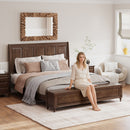 Sleigh Bed Frame With Tall Headboard And Storage Bench by HouseOfZazla