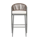 Outdoor Bar Height Metal Frame Counter Stools with Scallop-Shaped Backrest & Water-Resistant Cushions by HouseOfZazla