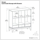 Harper - Low 6 Cube Storage With Drawers - Walnut Brown by Unique Piece Furniture