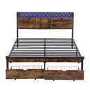 Modern Platform Bed, USB Charging Station, 2 Drawers, LED Lights