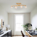6 Light Crystal Ceiling Light For Dining Room, Modern Ceiling Lamp With Light Fixture For Entryway, Lobby, Kitchen, Bedroom, Living Room, Conference Room, (6*G9 Bulbs Included) by HouseOfZazla