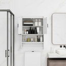 Wall Mounted Bathroom Cabinet with Towel Bar & Toilet Paper Holder