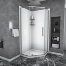 Semi Frameless Neo Angle Hinged Shower Enclosure With Clear Tempered Glass - Brushed Nickel by HouseOfZazla
