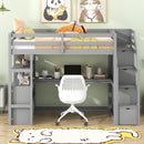 Loft Bed With Desk, Shelves, 2 Drawers, Storage Staircase by HouseOfZazla