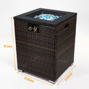 Propane Gas Square Fire Pit, Tile Tabletop With Beautiful Wicker Base For Outside by HouseOfZazla