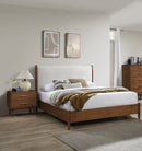 Walnut Color 3pc Bedroom Set Full Size Bed with Upholstered Panel Headboard