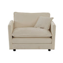 2-Piece Upholstered Living Room Sectional Sofa Set in Beige Chenille