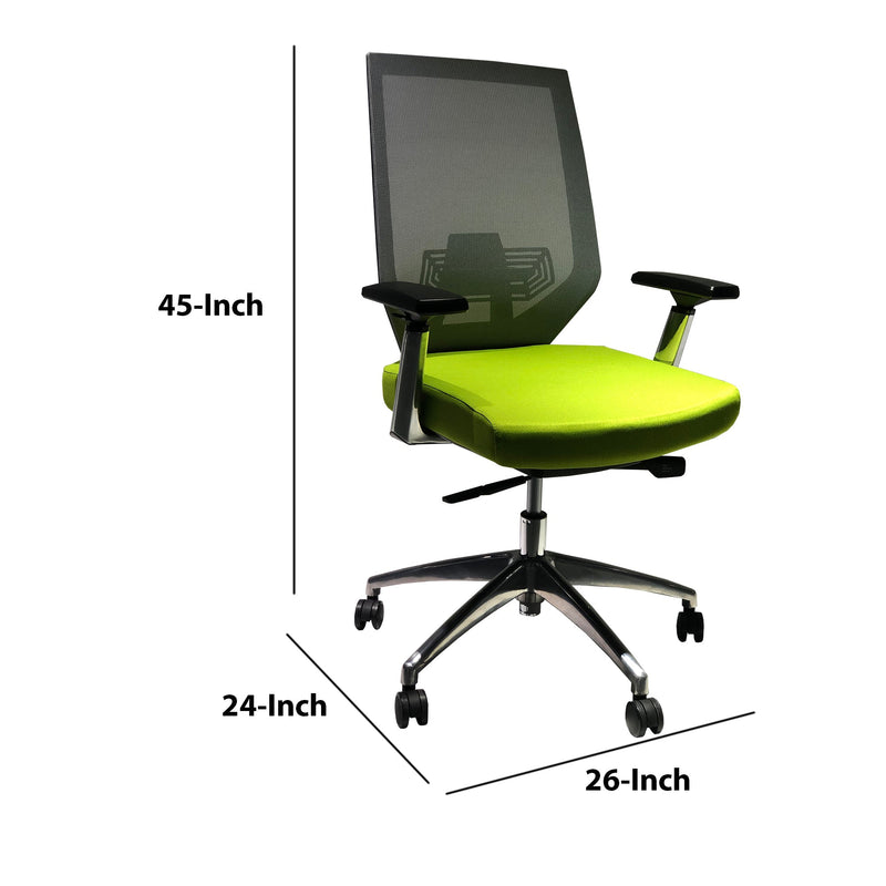 Adjustable Mesh Back Ergonomic Office Swivel Chair with Padded Seat and Casters, Green and Gray
