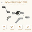 5PCs Cat Wall Shelves, Cat Wall Furniture with Steps, Perches, Ladders, Platforms, Wall Mounted Cat Furniture with Soft Plush, Sisal, for Indoor Cats, Gray