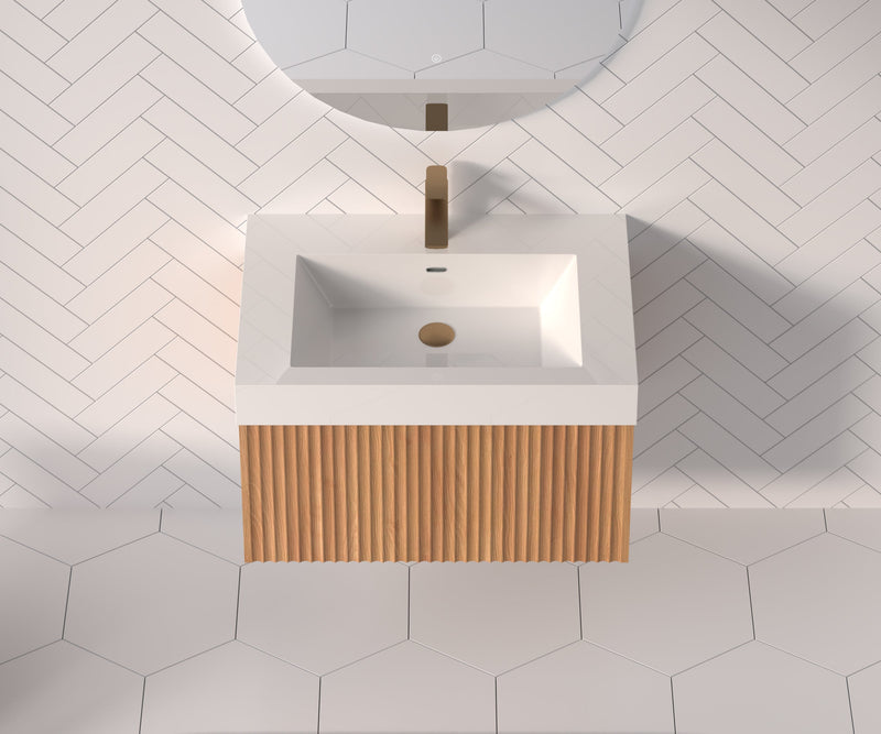 30" Bathroom Vanity with Sink - Wall Mounted Floating Cabinet, photo 6 of 10