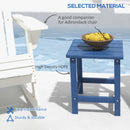 Adirondack Side Table, Square Patio End Table, Weather Resistant 15" Outdoor HDPE Table for Porch, Pool, Balcony, Blue