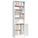 Bookcase Tall 5-Tier Adjustable Storage Shelf With Door Deep - White by HouseOfZazla