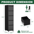 Drawer Metal Locking Vertical File Cabinet With Wheels Heavy Duty Lockable Storage by HouseOfZazla