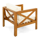 Outdoor Acacia Wood Club Armchair with Cushions (Set of 4)