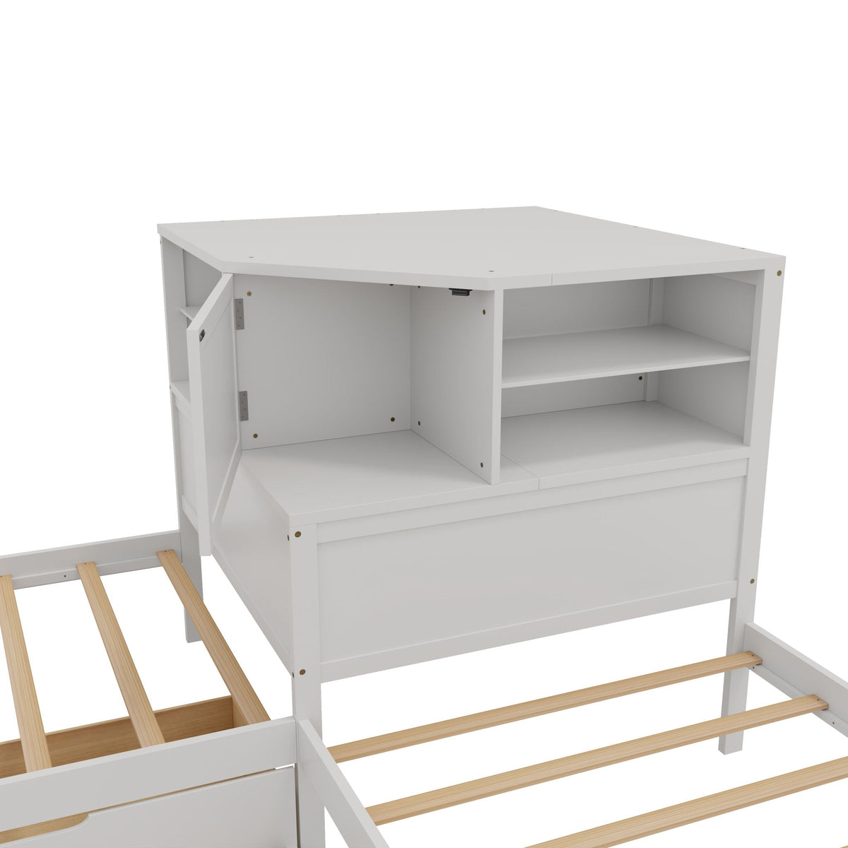 L-Shaped Bed Frame With Trundle, Built In Desk & LED Lighting, photo 26 of 31
